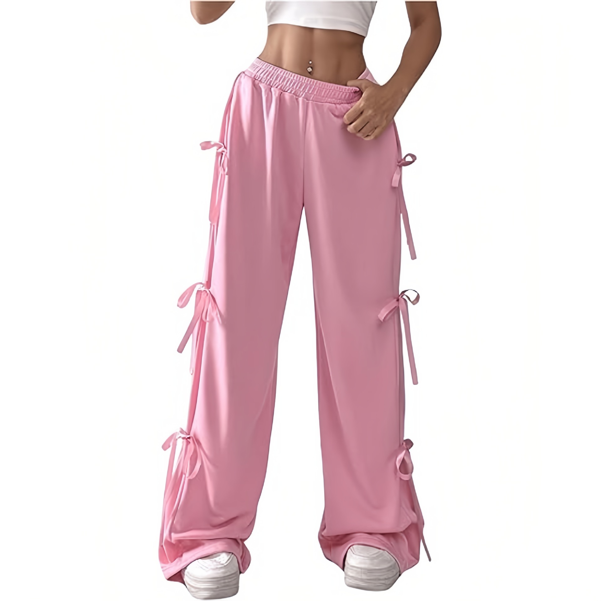 Transfronterizos Europa y América Amazon damas arco pantalones deportivos de piernas anchas elásticos de cintura alta pantalones casuales dulces pantalones de skateboard image 7