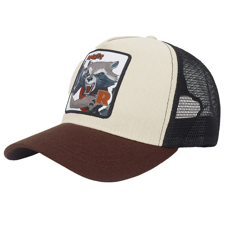 Moda hip-hop dibujos animados anime sombrero personalidad ala ancha camión americano sombrero del conductor sombrero del sol pato animal malla