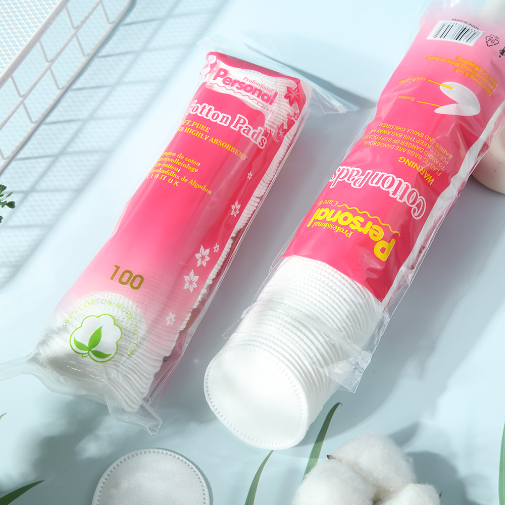 Agujero de aguja transfronterizo bordes de prensa de algodón de maquillaje húmedo ropa de viaje redondo de maquillaje de doble efecto limpiador de algodón desechable al por mayor