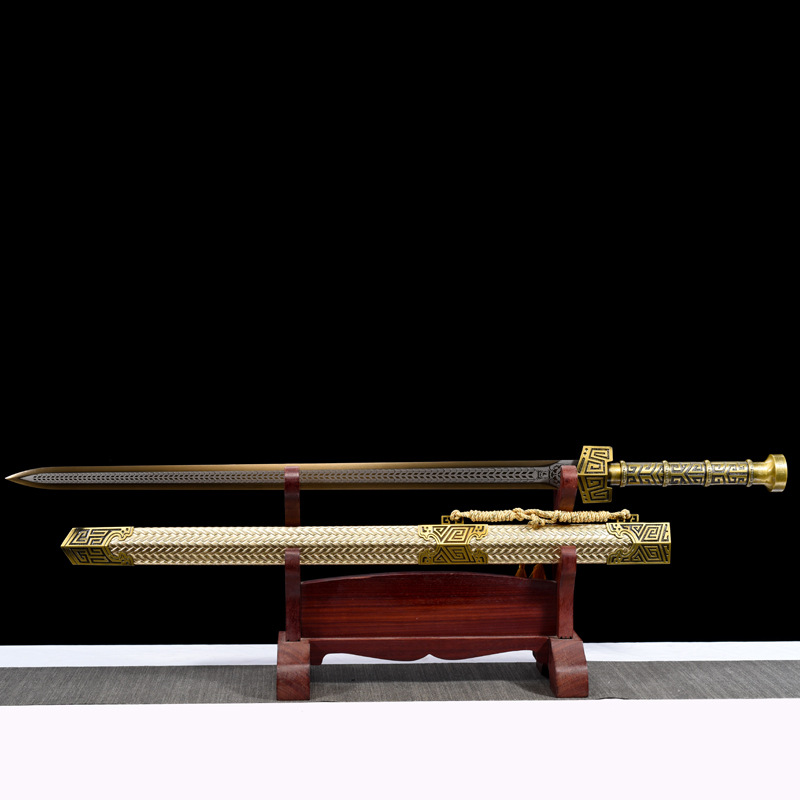 龙泉锻打宝剑汉剑秦王剑硬刀高锰钢冷兵器户外防身摆件车载未开刃