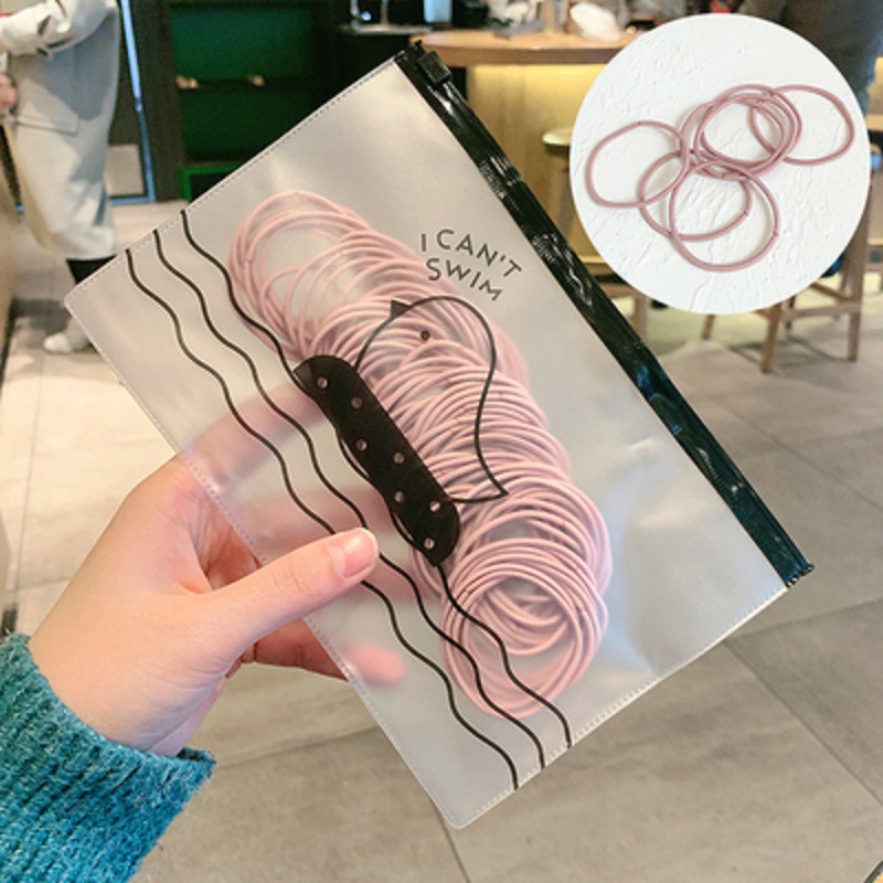 Estilo coreano simple cuerda de pelo de la muchacha de alta banda de goma elástica bolsa de aves banda de pelo sin costura básica cuerda de pelo tocado banda de pelo