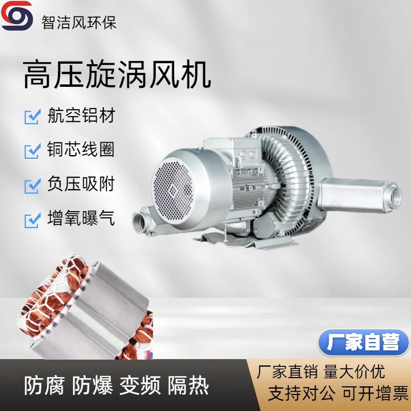15千瓦双叶轮高压鼓风机15kw双段漩涡气泵 双涡轮污水曝气鼓风机