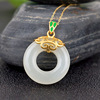 Protective amulet, buckle, pendant, donut, stone inlay jade, silver 925 sample, wholesale