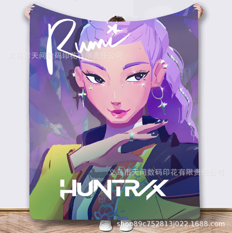 亚马逊热款jit希音temu K-POP 猎魔女团系列法兰绒毛毯 代 贴标|undefined