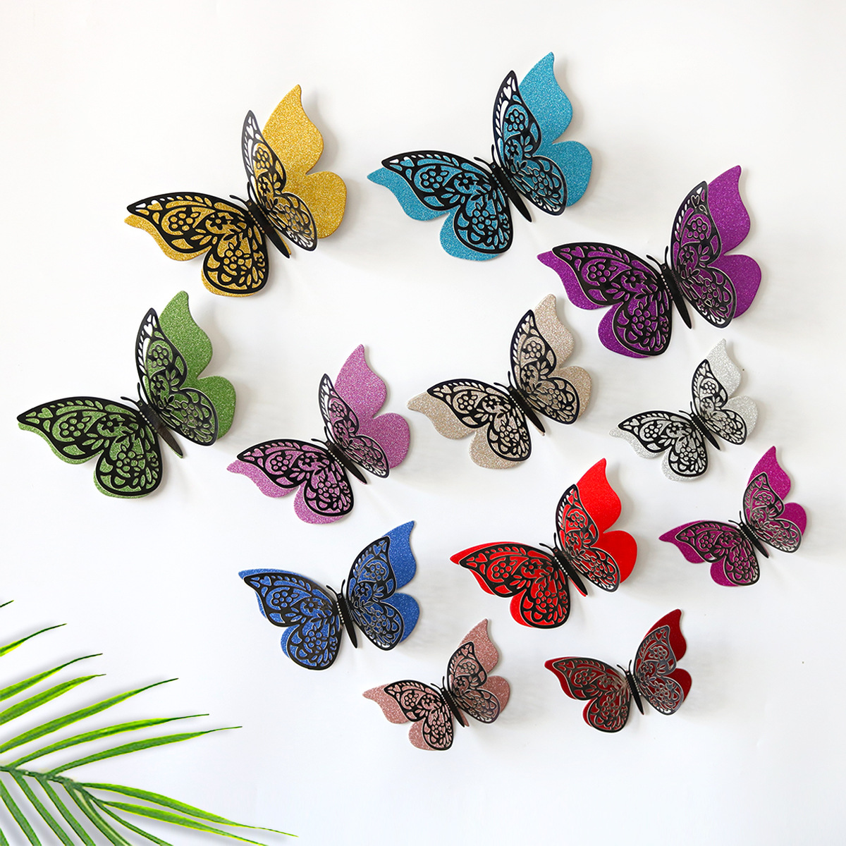 Fronteriza primavera mariposa fiesta decoración 3D pegatinas de mariposa cumpleaños de niños boda diseño pegatinas de pared al por mayor