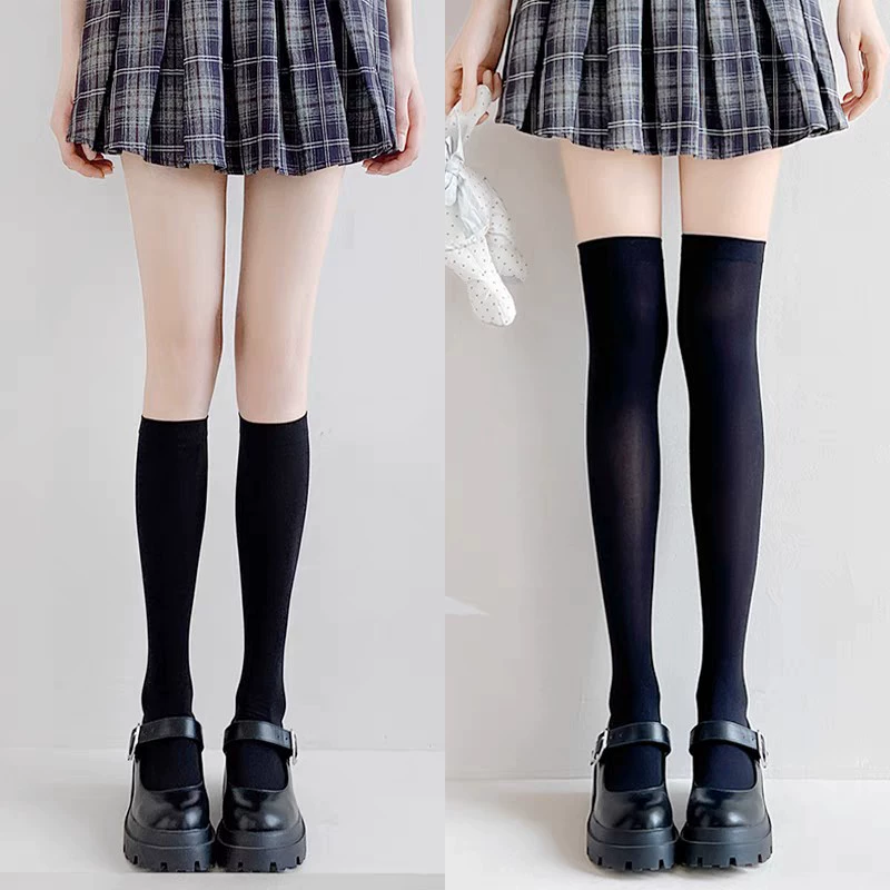 Черные бархатные женские носки выше колена, тонкие летние сексуальные носки jk, молочно-белые чулки, белые носки до бедра.