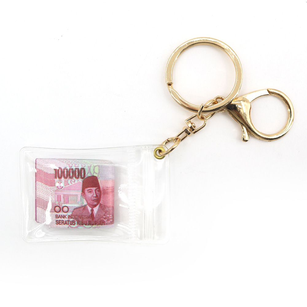 Simulación de dólar de Taiwán, dólar estadounidense, libra, won coreano, moneda indonesia, llavero, colgante de billetes de papel, medalla de oro, colgante de barra de oro, máquina de bebé
