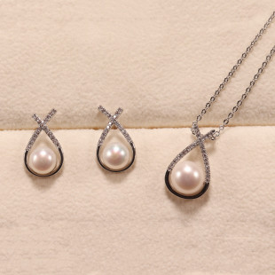 Forest Jewelry Super Fairy Freshwater Pearl Set Korean Style Ins Style Goddess Pearl Earrings Necklace Drop Shipping