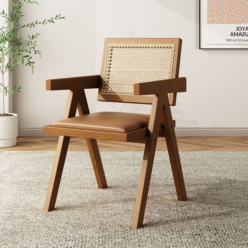 Restaurant, Hotel, Bar, Rattan Solid Wood Dining Chair, Home Living Room, Commercial Chair, Antique Style, Long Sitting, Light Luxury Rattan Chair, Living Room