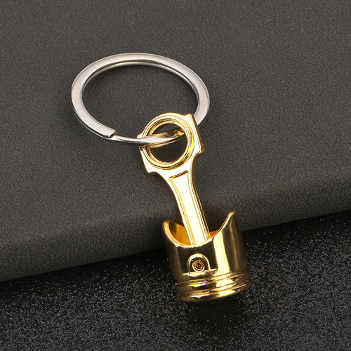 Creative Gift 3D Car Modification Accessories Piston Metal Car Key Chain Belt Hook Key Ring Chain Ring Holder