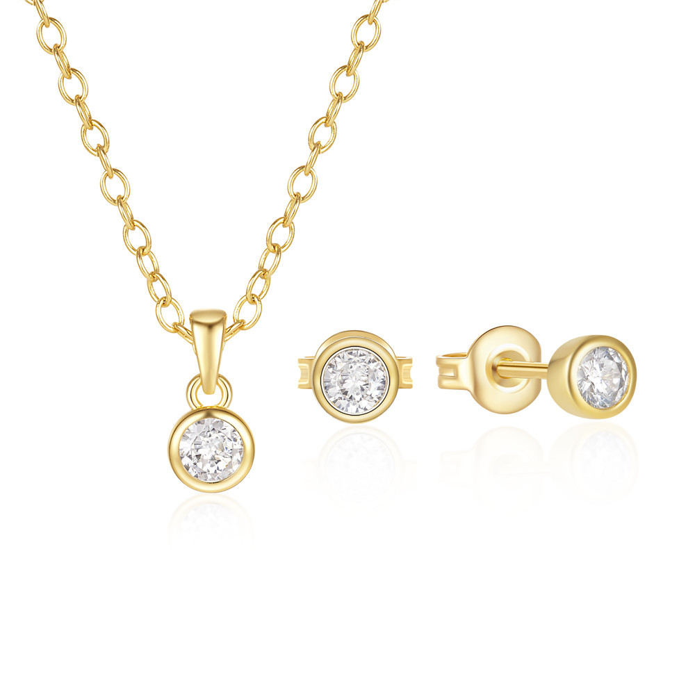 6g Weight Zircon Inlay Material Jewelry Set Classification Earrings + Necklace Quantity Holiday, Daily Occasion 925 Sterling Silver Material Round Pattern Women's Gender Inlay Design Shiny Style 925 Sterling Silver Zircon Inlay Round Jewelry Set 10