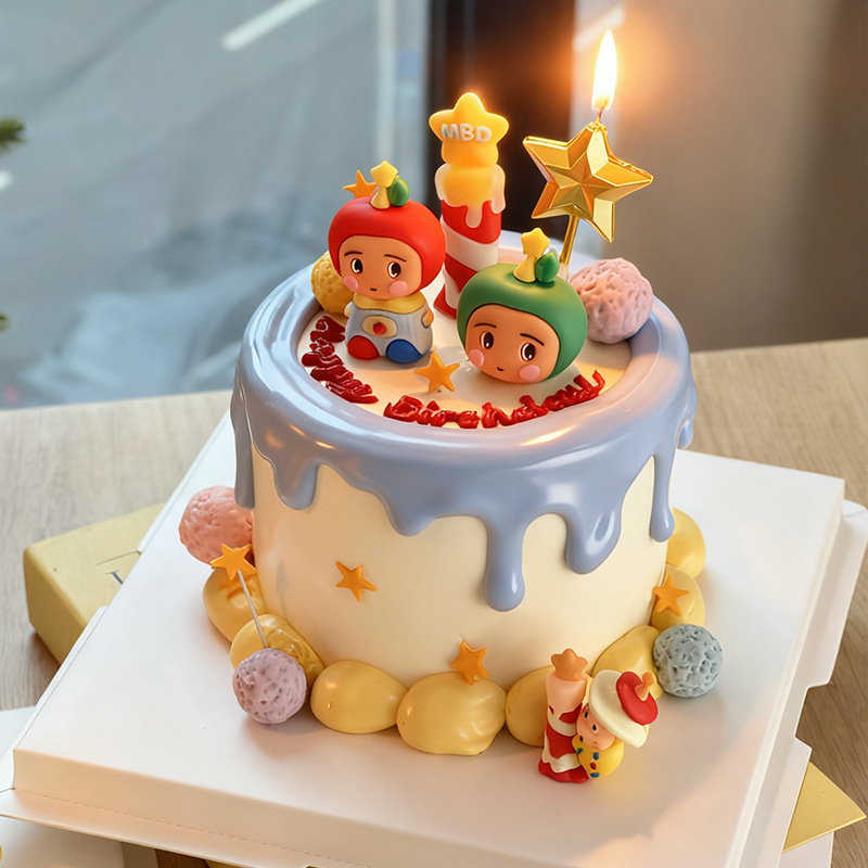 卡通软胶红苹果星星人蛋糕装饰蜡烛星人儿童生日派对甜品烘焙装扮 阿里巴巴 