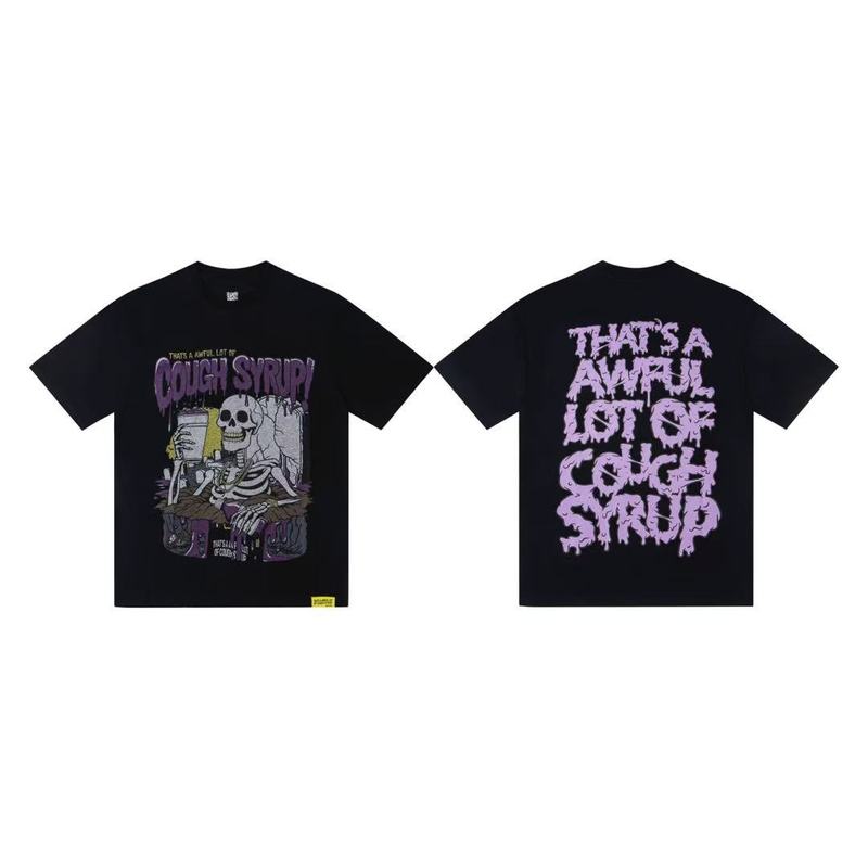国境を越えた貿易のトレンドブランド THAT'S A AWFUL LOT OF COUGH SYRUP ゆったり男女兼用半袖Tシャツ|undefined