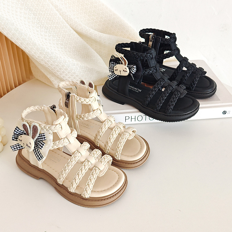 Sandálias para niñas verano 2026 nuevo estilo de moda infantil versátil zapatos romanos para niñas con suela suave hueco zapatos de princesa image 5