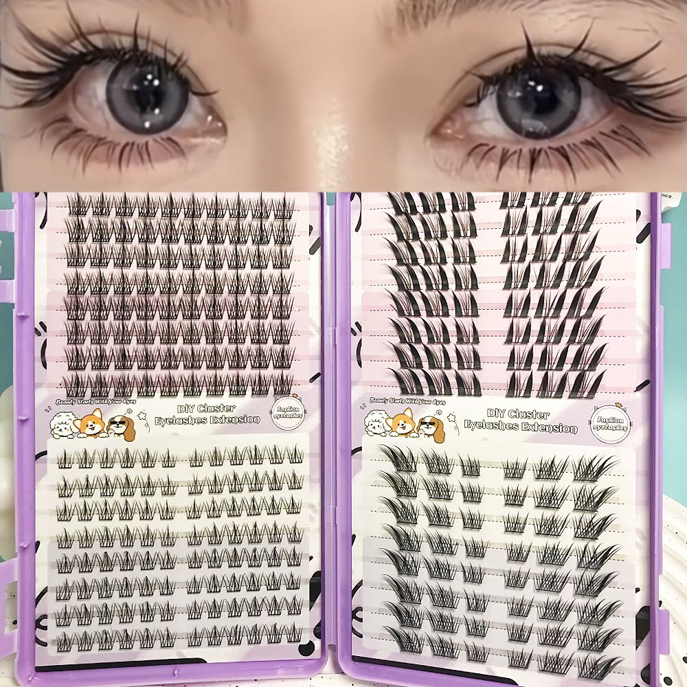 Serie de pestañas postizas transfronterizas Libro de pestañas de comercio exterior Pestañas postizas en inglés completas Pestañas postizas de gran capacidad, pelo segmentado de un solo racimo