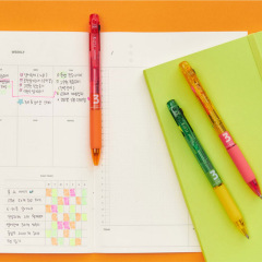 慕那美Monami圓珠筆按壓式油性多色中性筆黑藍紅三色慕娜美走珠筆