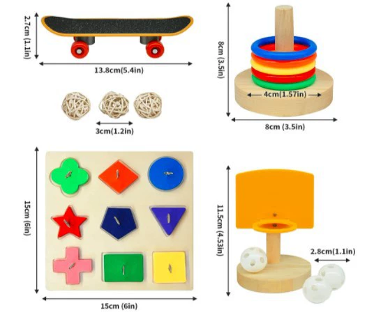 Игрушка, кольца, подставка, скейтборд, набор, можно кусать, 4 предмета