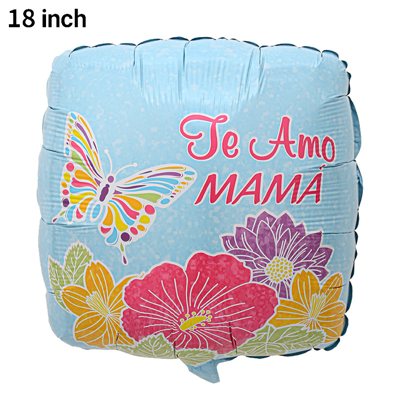 Película de aluminio de globo español en forma de corazón de 18 pulgadas Transfronterizo nuevo Día DE LA Madre occidental atmósfera globo arreglo papel de aluminio