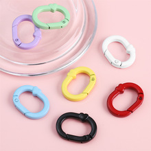 合金喷漆椭圆爱心弹簧扣环diy材料钥匙圈挂链公仔挂件扣配件材料