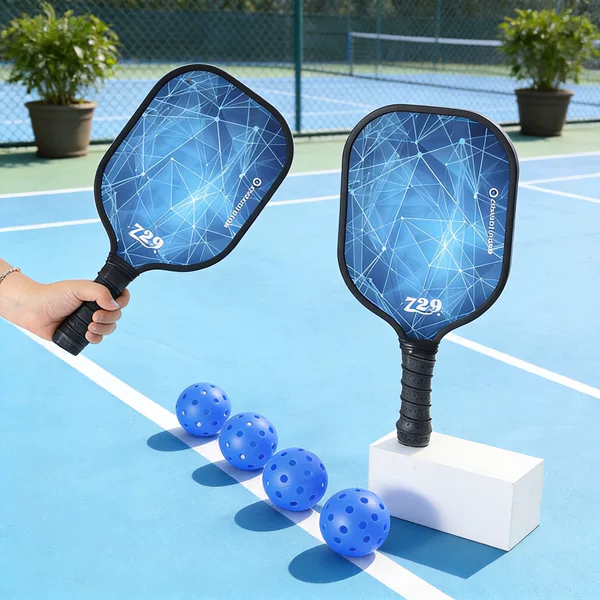 Pickleball Racket Set with Poplar Wood Rackets, Professional Pickleball Rackets with Printed Design, Double Racket Set with Balls, Wholesale