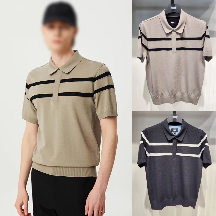 Golf Men's Clothing Fashionable Versatile Line Stitching Polo Shirt Sports Casual Top Quick-Drying Short-Sleeved T-Shirt
