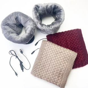 USB electric heating scarf fleece-lined autumn and winter warm collar wool knitted thickened smart heating protection source direct supply
