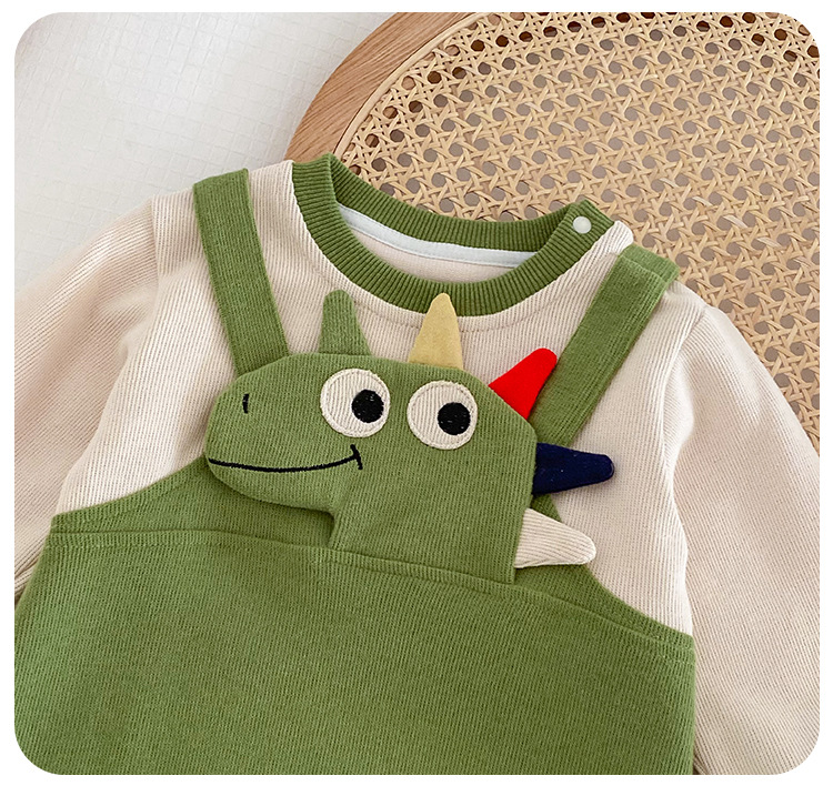 Ensemble barboteuse bébé motif dinosaure deux pièces_voghion.com