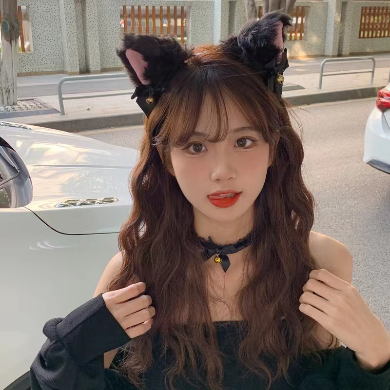 かわいい猫耳ヘアピンメイド獣耳弓頭飾り猫ウサギの鐘ヘアフープハロウィンヘアアクセサリー卸売|undefined