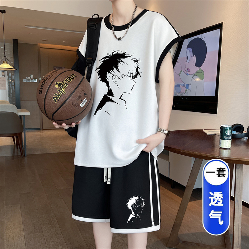 Youth Casual Sports Suit for Boys, Junior High and High School Students, Quick-Drying Sleeveless T-Shirt, Big Kids' Summer Wear, Trendy Brand Vest T-Shirt Youth Casual Sports Suit for Boys, Junior High and High School Students, Quick-Drying Sleeveless T-Shirt, Big Kids' Summer Wear, Trendy Brand Vest T-Shirt