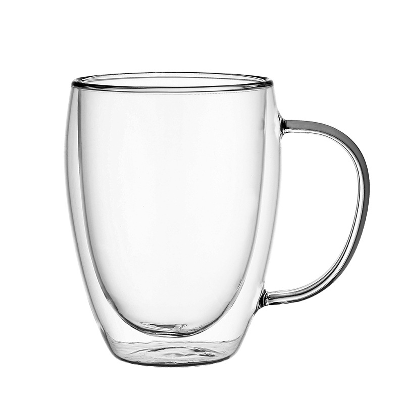 Taza de agua transparente para el hogar con mango taza de café aislada taza de huevo de borosilicato de vidrio de doble capa taza de jugo