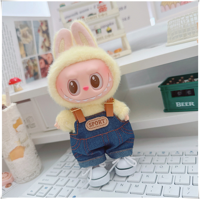 17cm布の布のlabubuの子供服のdimooのゴムの子供服のluluのブタの子供の3歳のtシャツの花のバックのズボン|undefined