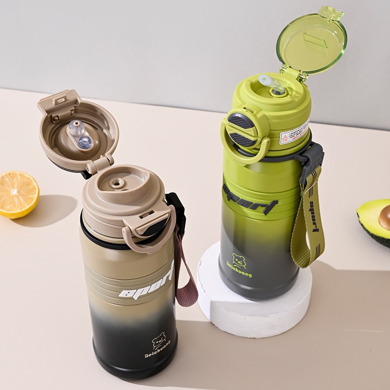 2024 moda simple estudiantes portátil vacío caliente taza de paja de grado alimenticio taza de doble bebida taza deportiva rebote