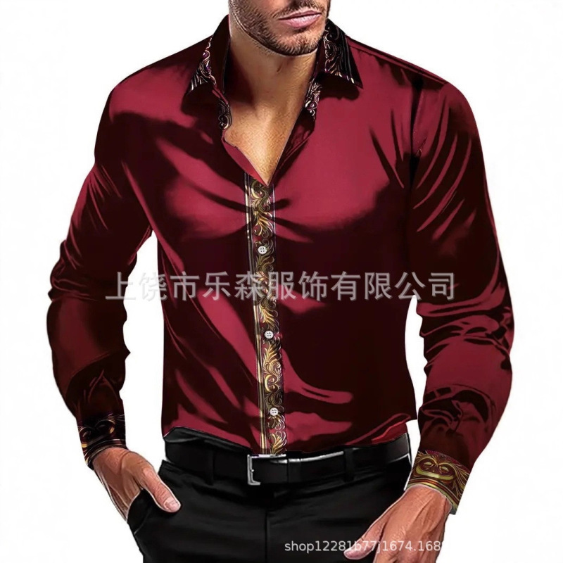 Cross-Border 2025 New Fashion Trend Spring and Autumn Long-Sleeved Button Shirt Tops Trendy Brand Men's 3D Printing Cross-Border 2025 New Fashion Trend Spring and Autumn Long-Sleeved Button Shirt Tops Trendy Brand Men's 3D Printing
