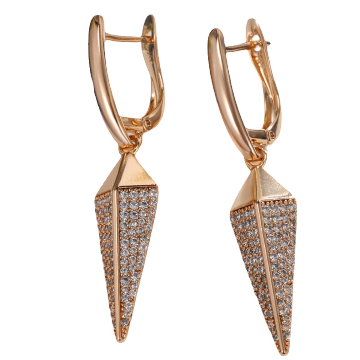 Joyas Xuping, lujo ligero, diamantes completos, incrustaciones, personalidad de alto nivel, pendientes cuadrados redondos geométricos, pendientes transfronterizos europeos y americanos, mujeres