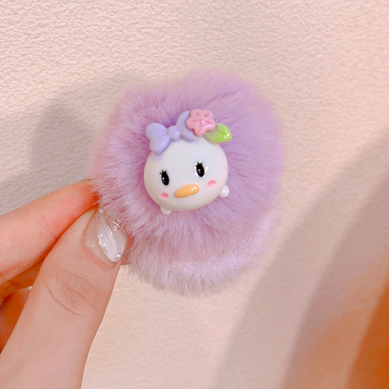 Otoño e Invierno Banda de pelo de felpa para niños engrosamiento de alta elasticidad no duele el cabello suave diadema de dibujos animados lindo bebé Cola de Caballo accesorios para el cabello