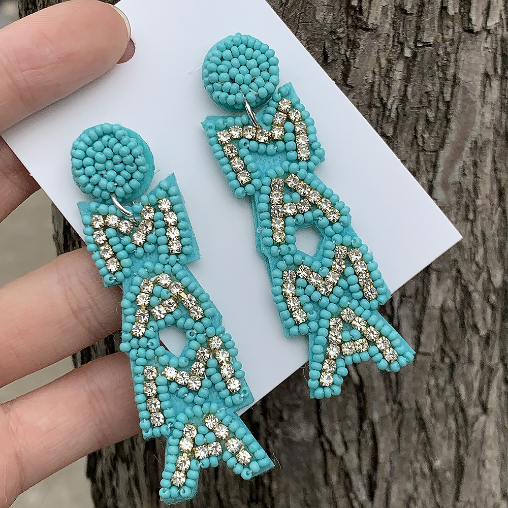 1 Pair Simple Style Letter Beaded Drop Earrings display picture 4