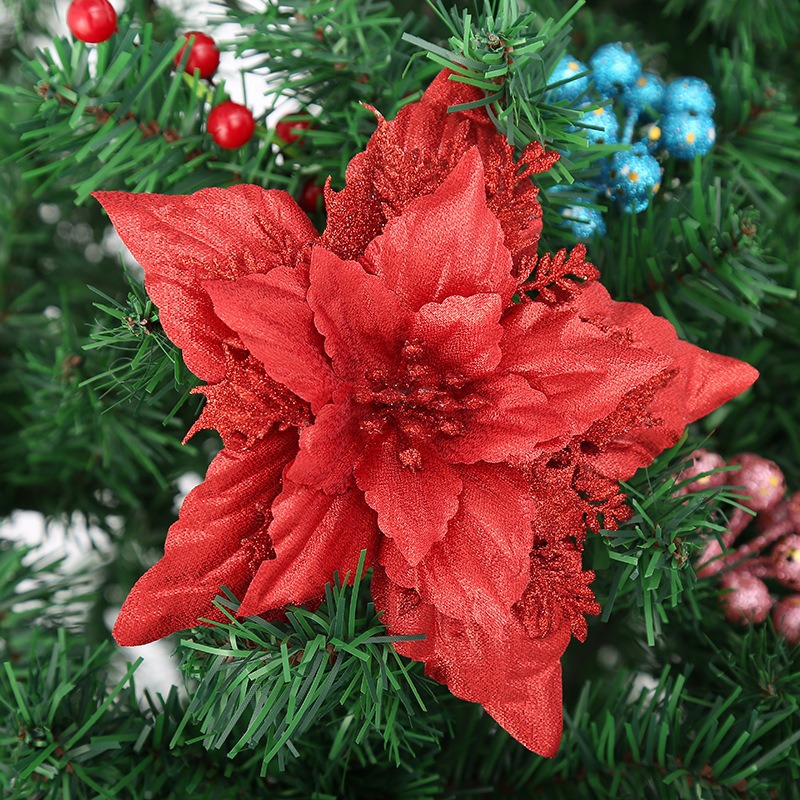 Gran ángulo agudo de Navidad más flores alrededor del árbol de Navidad coincidencias al por mayor 18cm de plástico tridimensional decoración de Navidad flores simuladas image 7