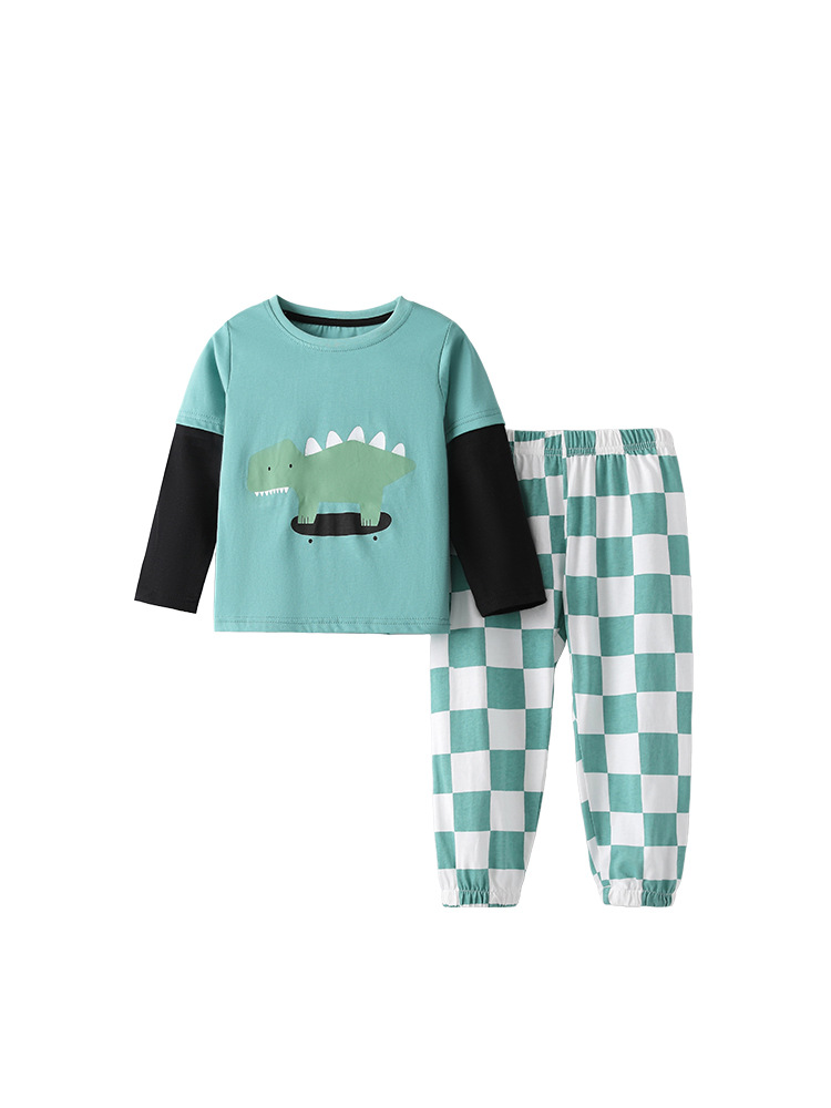 Malwee transfronterizo de dos piezas para niños otoño y invierno nuevo estilo europeo y americano para niños de mediana edad cuello redondo manga larga guapo otoño conjunto infantil