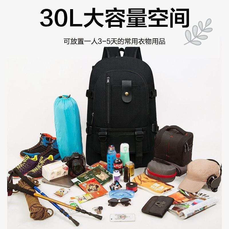 背包工地耐磨帆布男士工具双肩包大容量耐磨背包简单书包旅行包|undefined