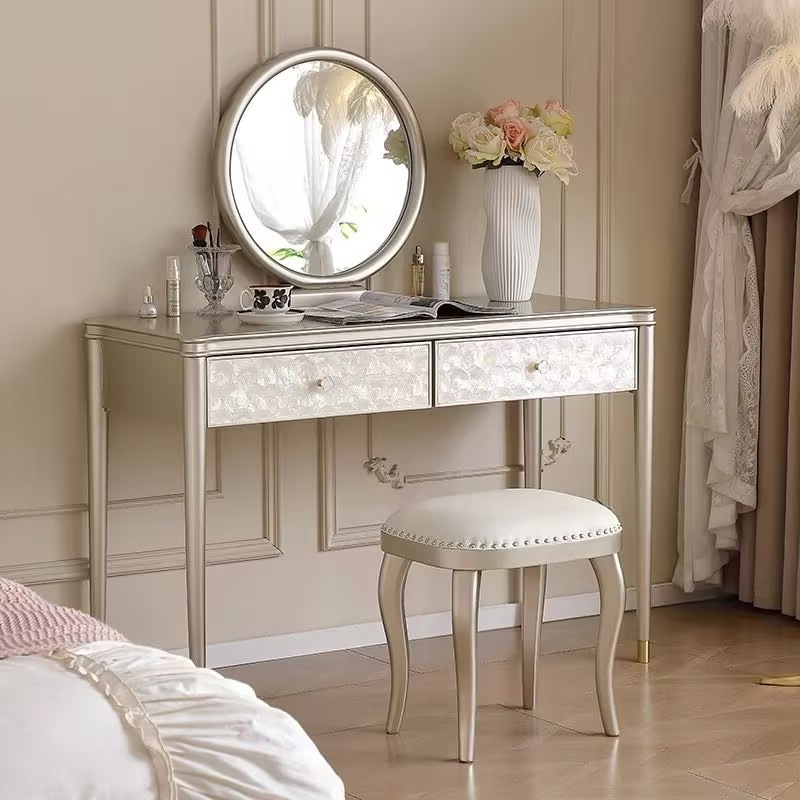 샴페인 골드 + 쉘 드로잉 화장대 길이 130*너비 46*높이 78cm