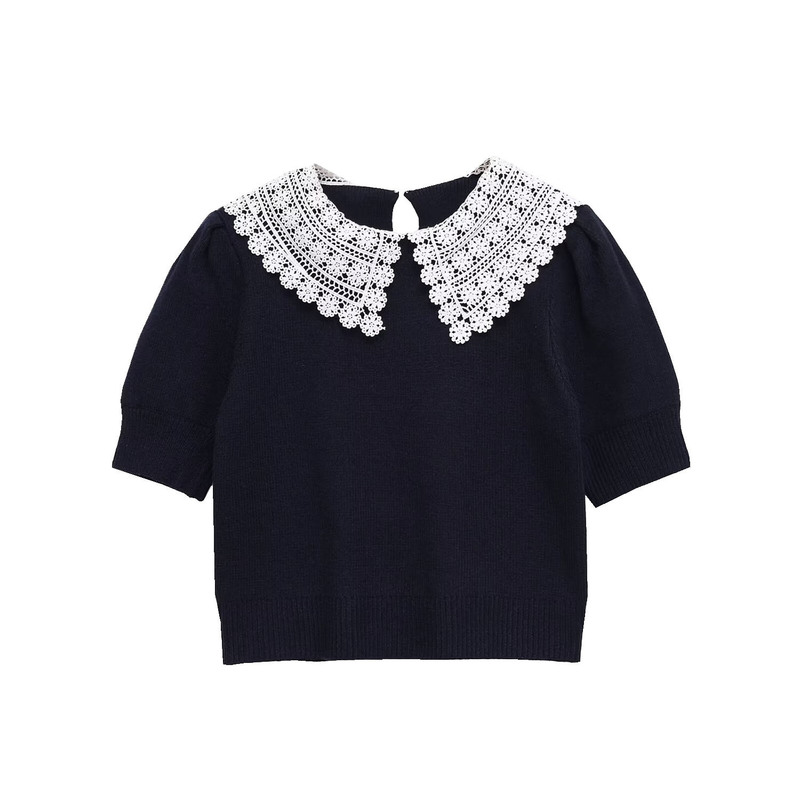 Aliexpress Saw Independent Site New Women's Clothing Flip-Collar Crochet Lace Knit Pullover 2142220