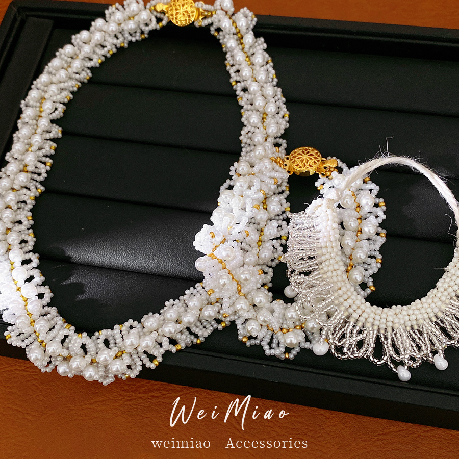 Collar de perlas retrógrado redondo francés lujo ligero nicho cadena de clavícula de alta calidad conjunto de joyería de moda image 3