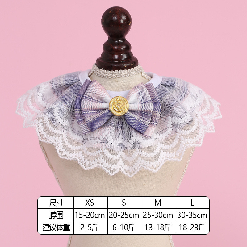 Collar de gato de encaje para perros collar de gato para perros collar de muñecas corto collar de muñecas de estilo pastoral artículos para mascotas