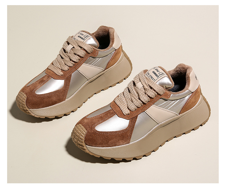 Baumwollschuhe Damen Schnürmode Freizeitschuhe vielseitige Sneakers mit dicken Sohlen 2023 Winter weich und bequem plus samtwarme Damenschuhe_voghion.com