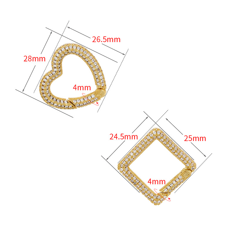 Simple Style Heart Shape Gold Plated Plating Zircon Jewelry Accessories 1 Piece