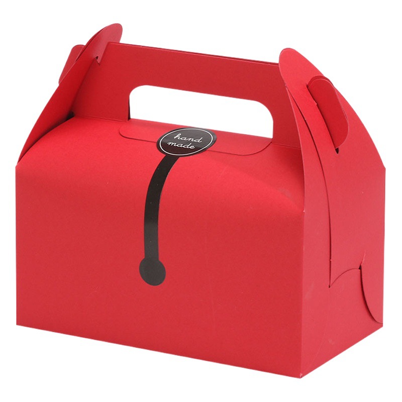 Caja de pastelería portátil Kraft papel para hornear corte mousse postre caja de embalaje té de la tarde copo de nieve caja crujiente