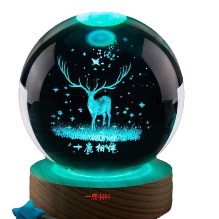 Lámpara nocturna bola de cristal luminosa 3D escultura interior decoración de mesa novia novia novia novia Qixia regalo de cumpleaños Día de San Valentín