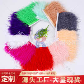 鸵鸟毛布边6-25cm花边布带裙边领边漂白黑色 DIY羽毛服装辅料工厂