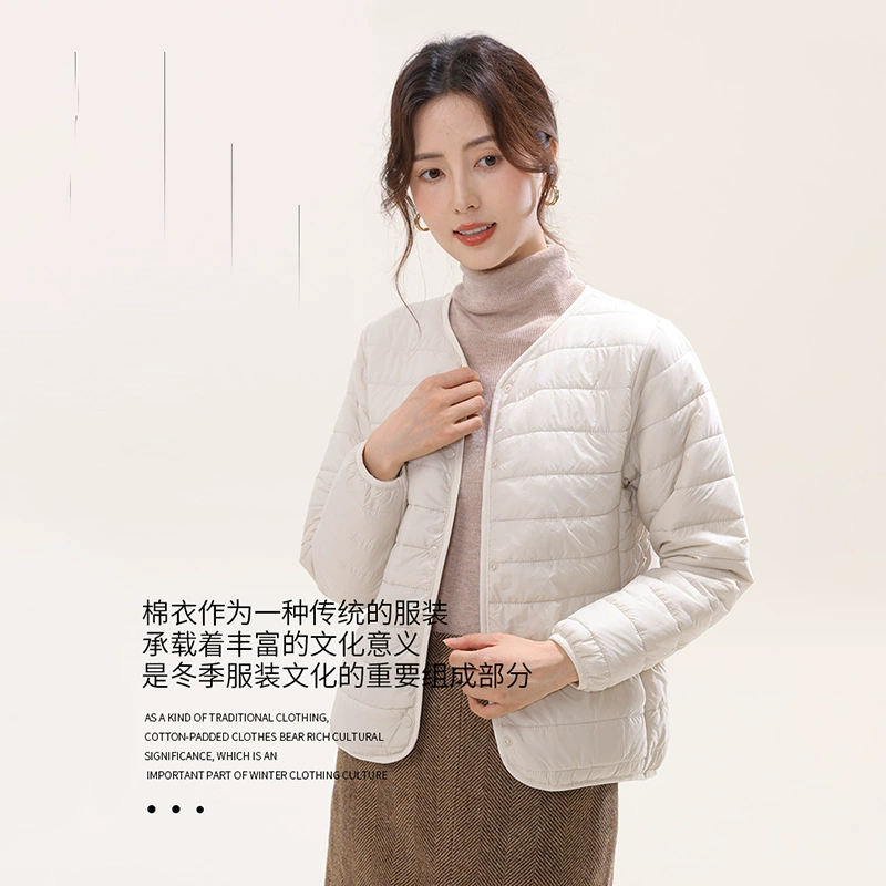 Новое женское осенне-зимнее нижнее белье без воротника с кашемировым пальто, легкое пуховое хлопковое пальто, женский короткий стиль 62116.