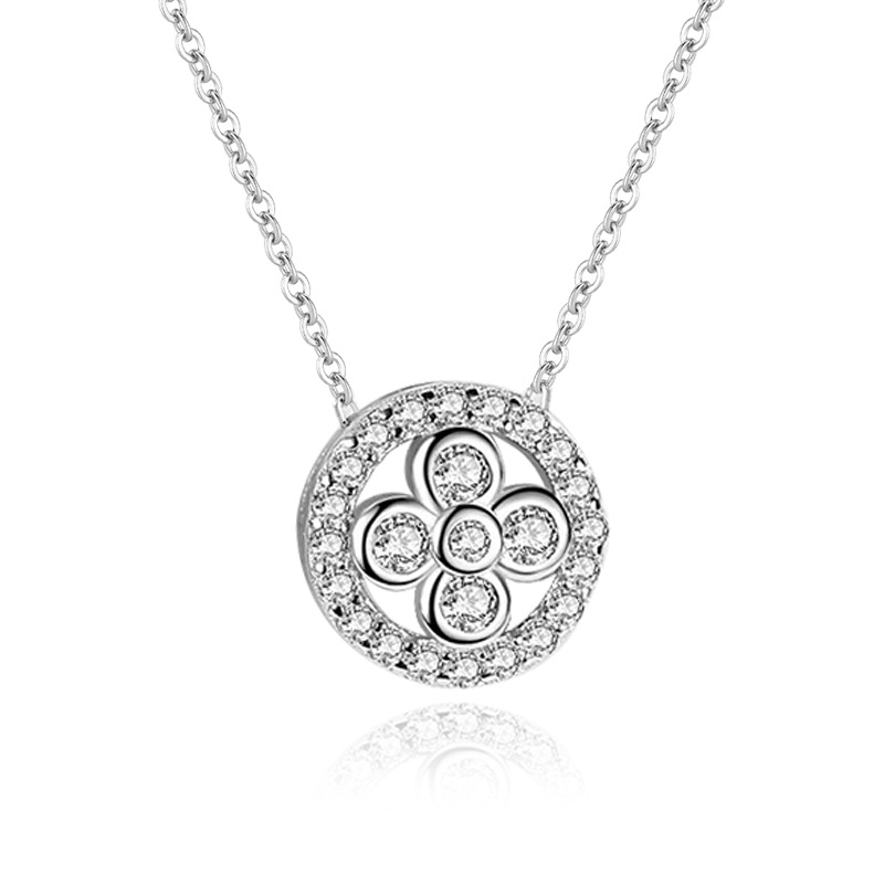 Celebridad en línea Singapur diamante completo trébol 925 Collar de plata colgante nicho diseño simple cadena de clavícula fabricante femenino